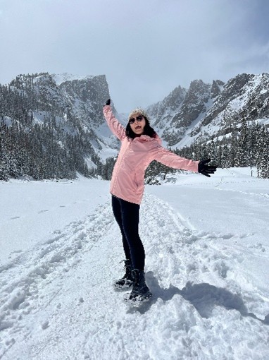 Photo of Dr. Yuan having fun in the snow.