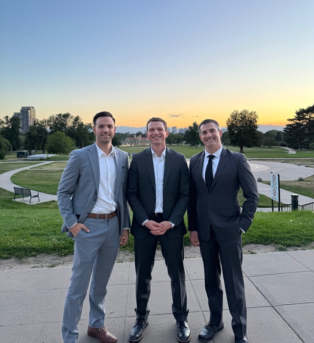 Drs. Malaska, Kepple, and Hesling in Denver at sunset.