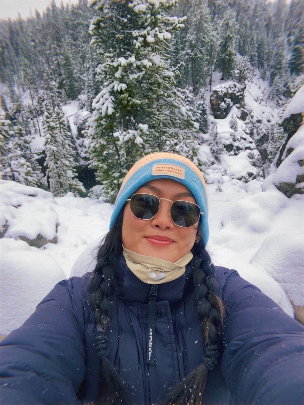 Dr. Tzeng in a snowy forest.