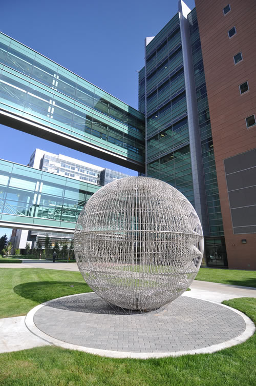 Spherical sculpture next to RC1-North