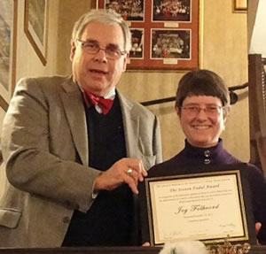 Joy Folkvord receiving the Steven Fadul Award