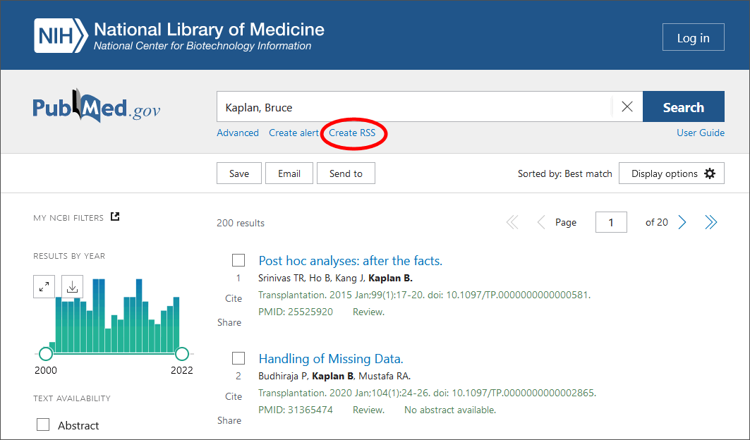 PubMed RSS Feed -- Step 2