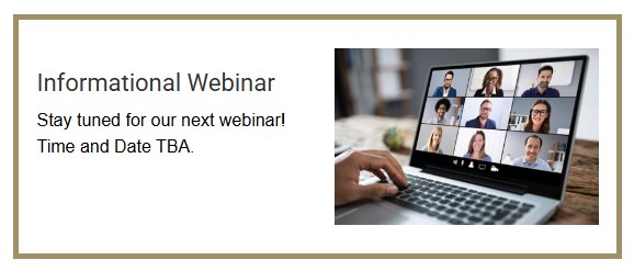Webinar image Banner announcing an informational webinar with the text,