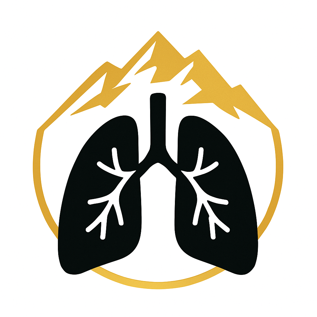 Logo of lungs under mountaiin