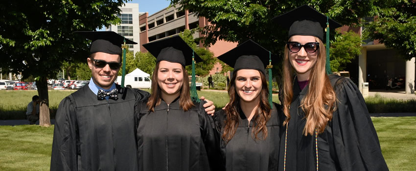 Graduates in their caps and gowns
