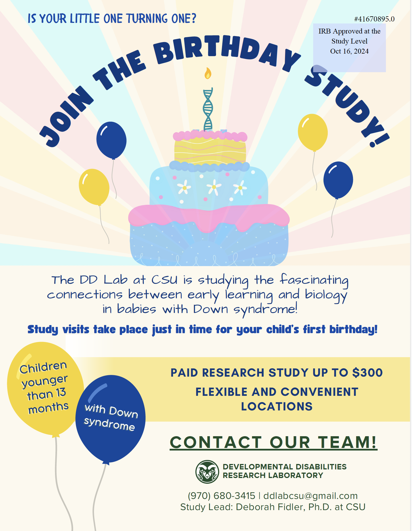 CSU Birthday Study flyer