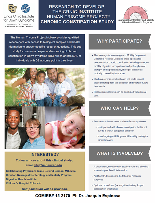 Chronic Constipation in DS Clinical Trial Flyer in English
