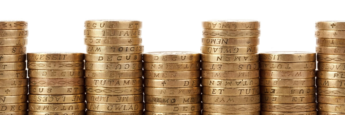 Multiple stacks of gold coins