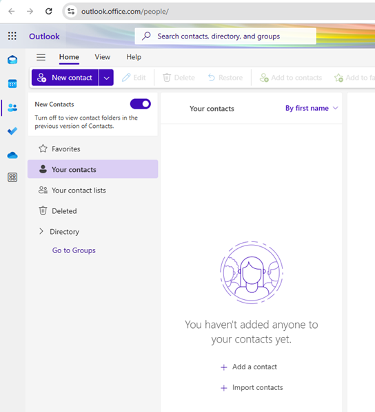 Screenshot of the People Search function in Microsoft.
