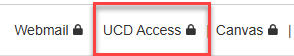 Screenshot of the UCDAccess portal in the quicklinks web bar.