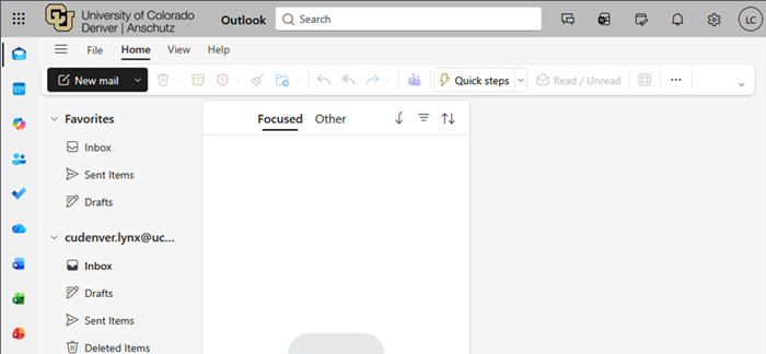 email inbox Screenshot of the university inbox